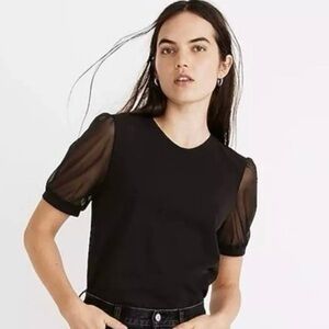 Elegant Black Sheer Sleeve Top